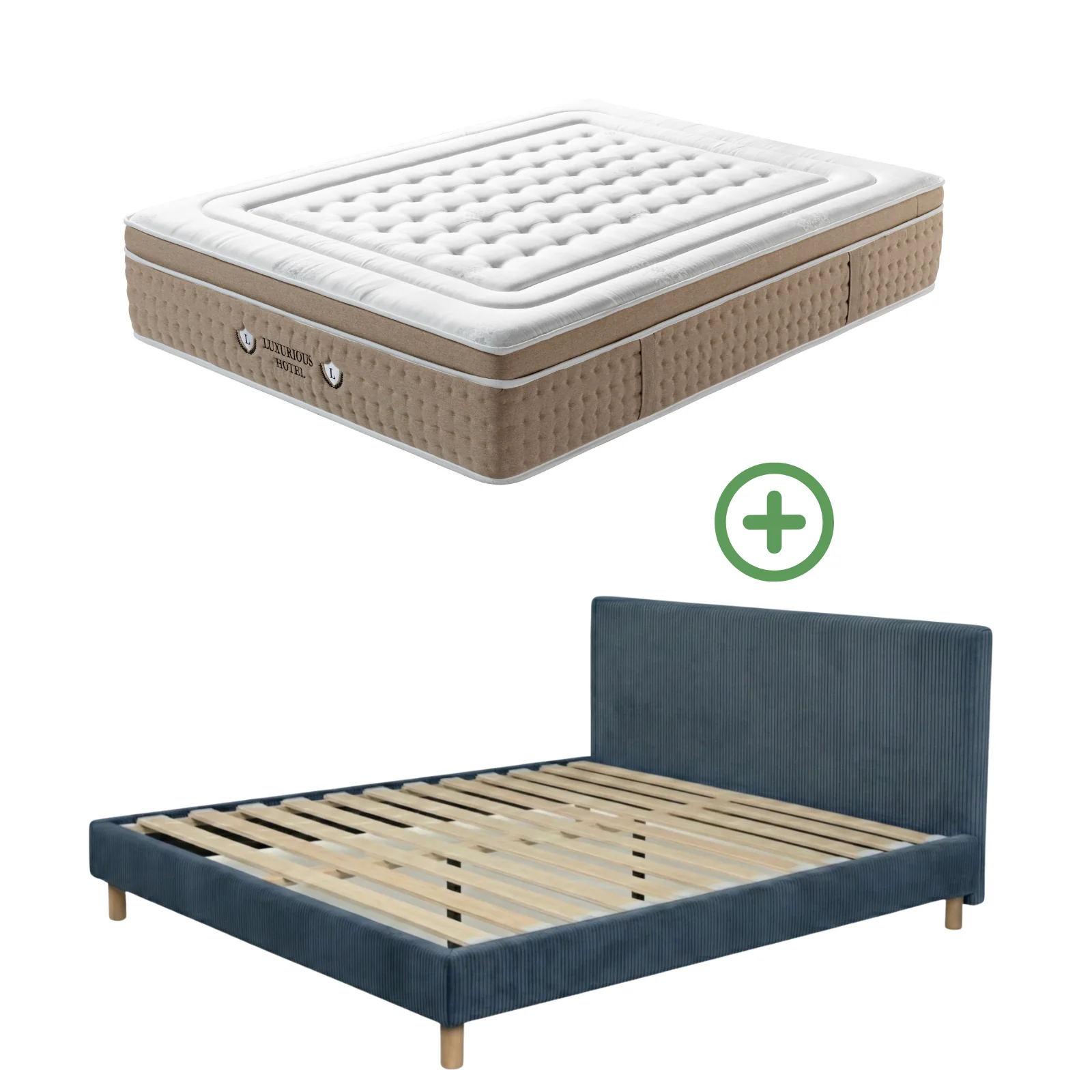 Ensemble avec lit fixe et matelas d'hôtel - Collection Velours côtelé - Image 12