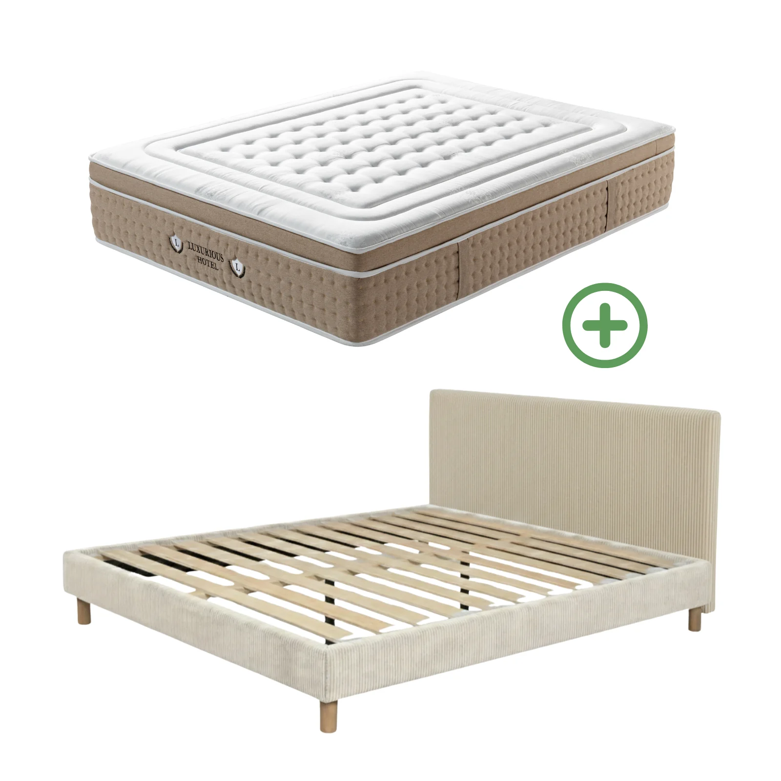 Ensemble avec lit fixe et matelas d'hôtel - Collection Velours côtelé - Image 13