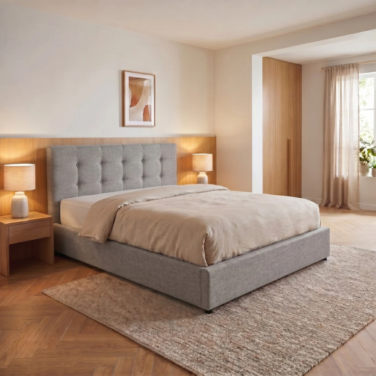 Lit coffre électrique XXL avec tête de lit design en tissu - Collection Electro - Image 4