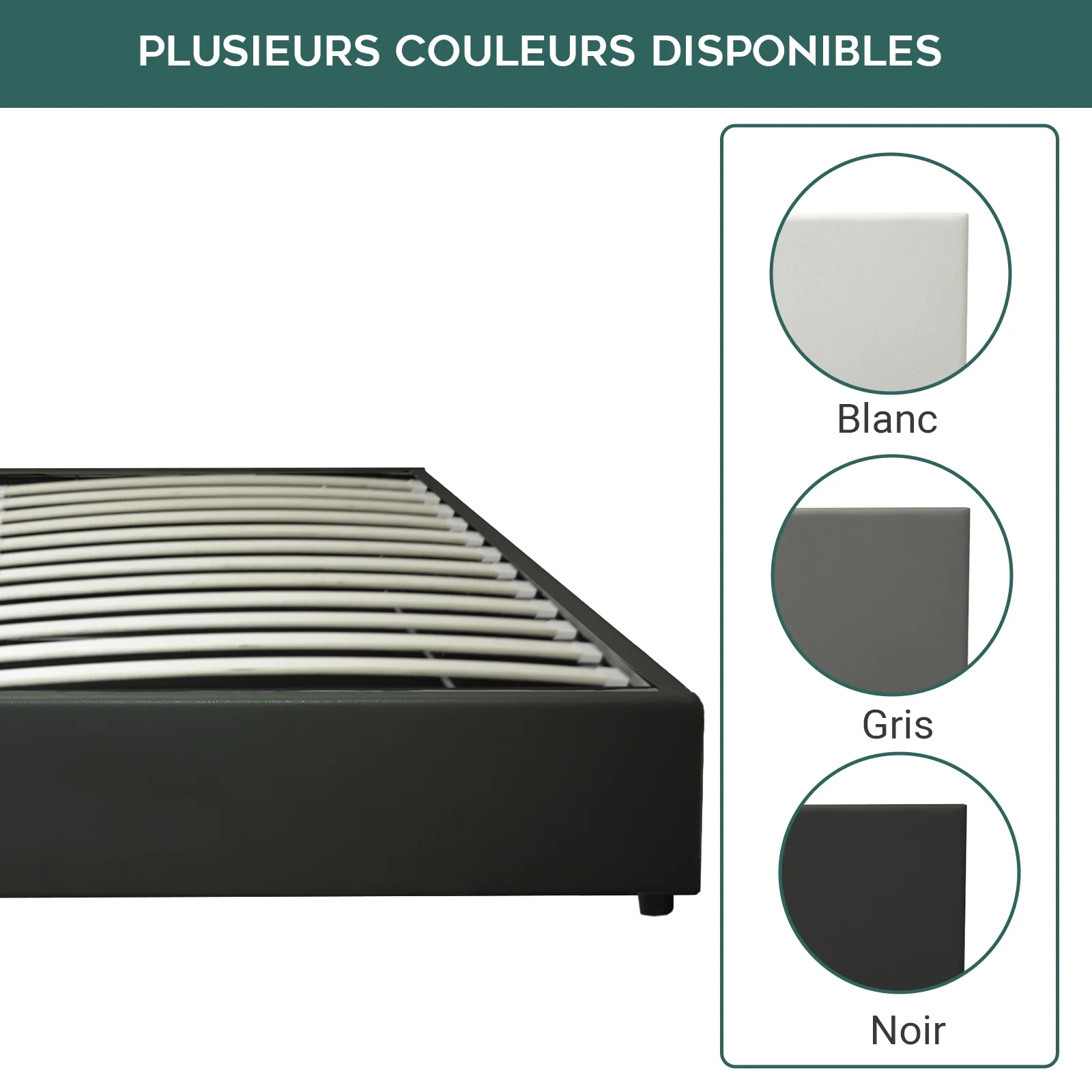 Lit coffre ouverture latérale et frontale simili cuir noir - Collection Parallèle - Image 6