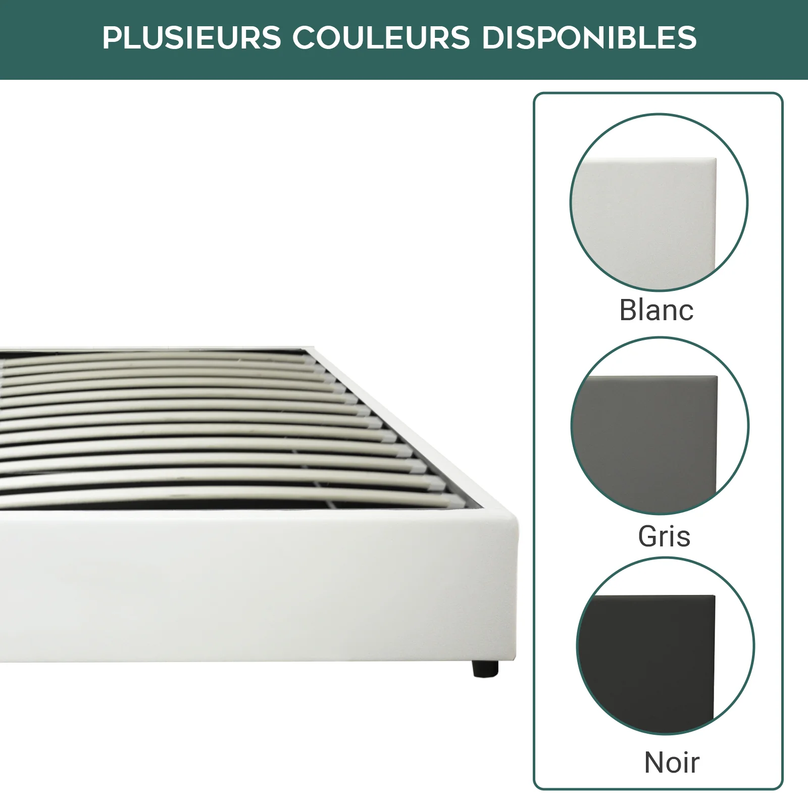 Lit coffre ouverture latérale et frontale simili cuir blanc - Collection Parallèle - Image 7