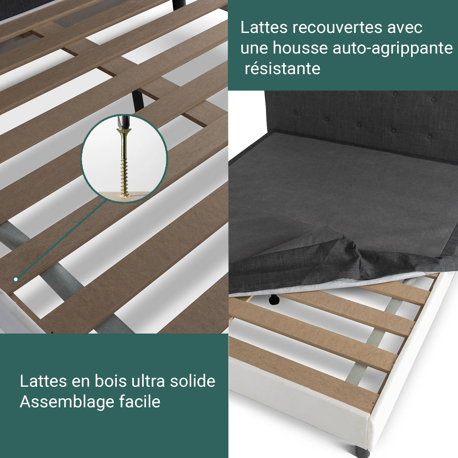 Lit capitonné moderne en tissu avec sommier - Collection Majestic - Image 6