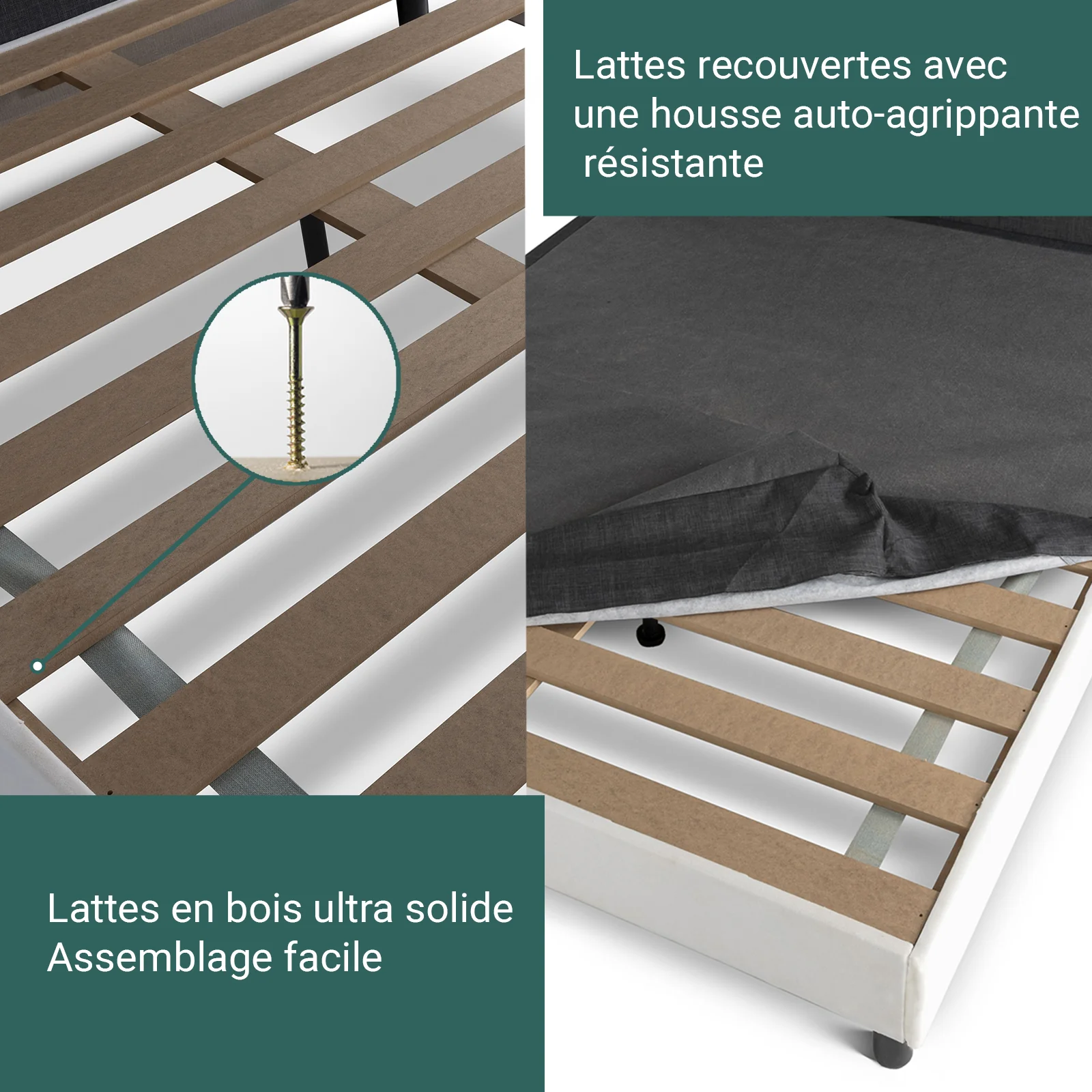 Lit capitonné contemporain en simili cuir avec sommier - Collection Triomphe - Image 16