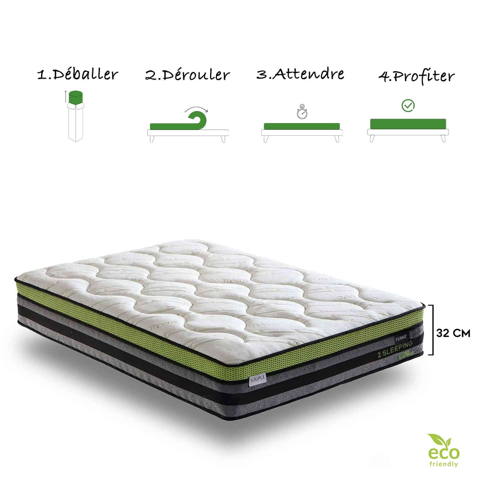 Matelas bi-confort souple/ferme, mémoire de forme, ressorts - Collection Bi-Confort - Image 7