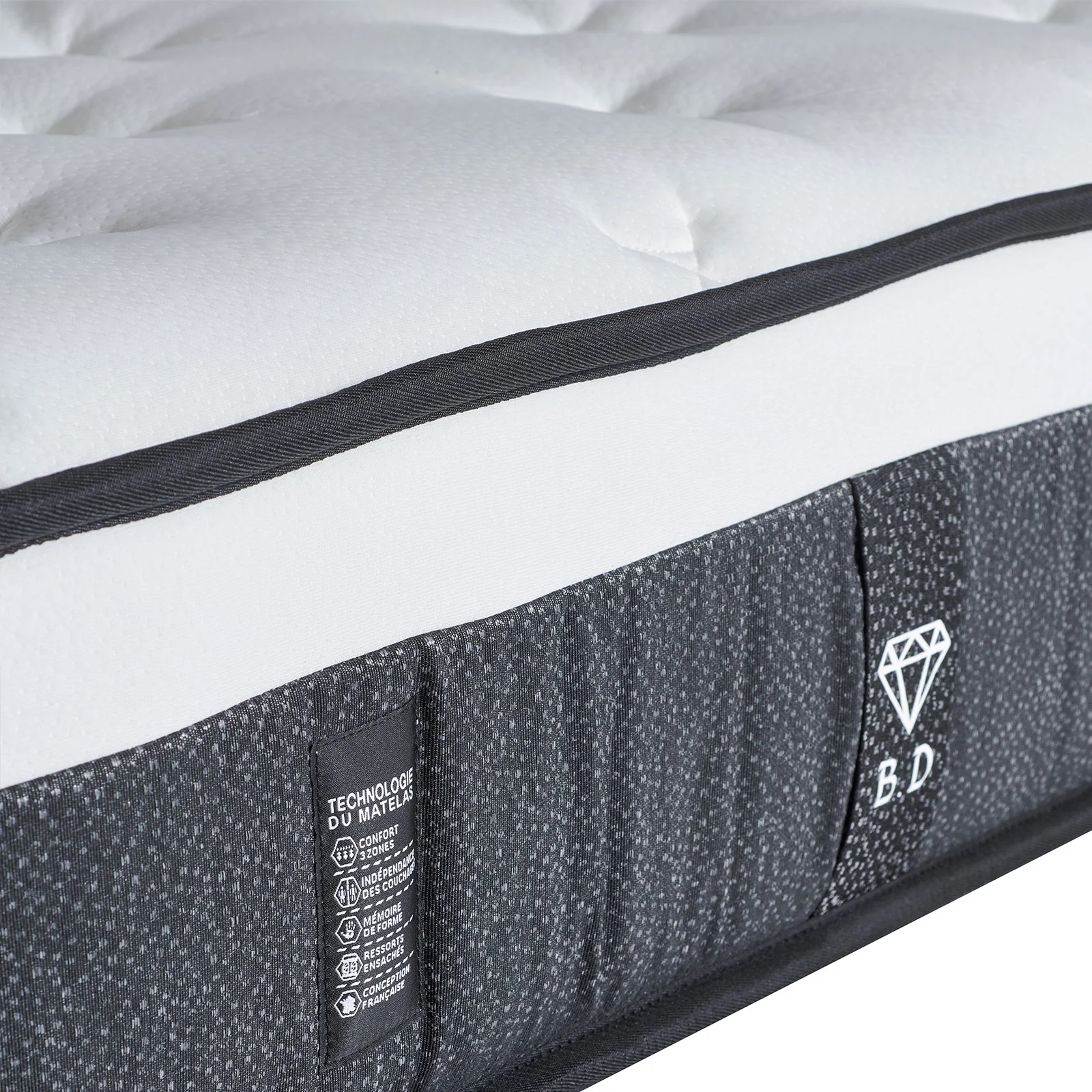 Matelas mémoire de forme et ressorts ensachés 3 zones - Collection Black Diamond - Image 4