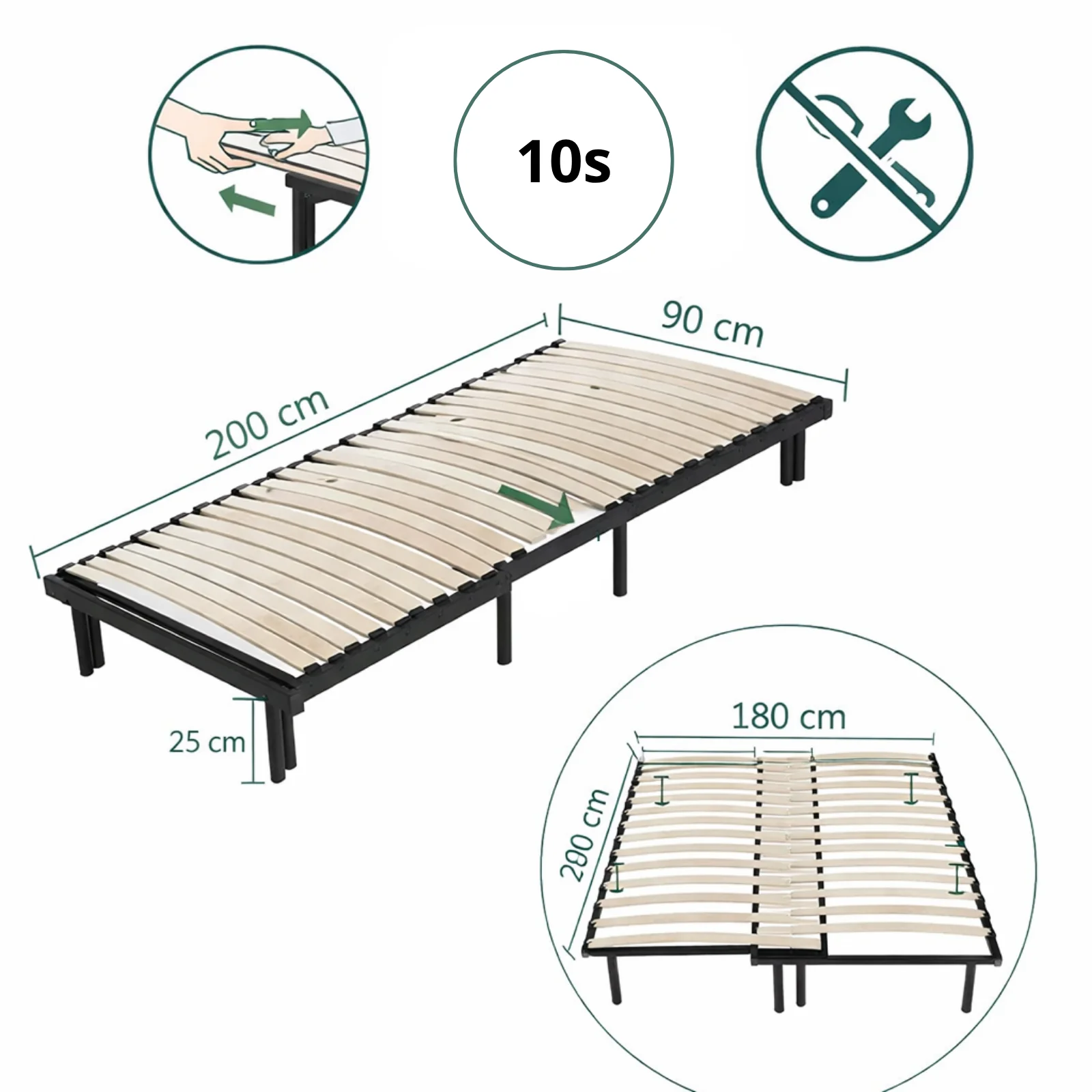 Sommier extensible, lattes bois flexibles, réglable en largeur - Collection Extensible - Image 3