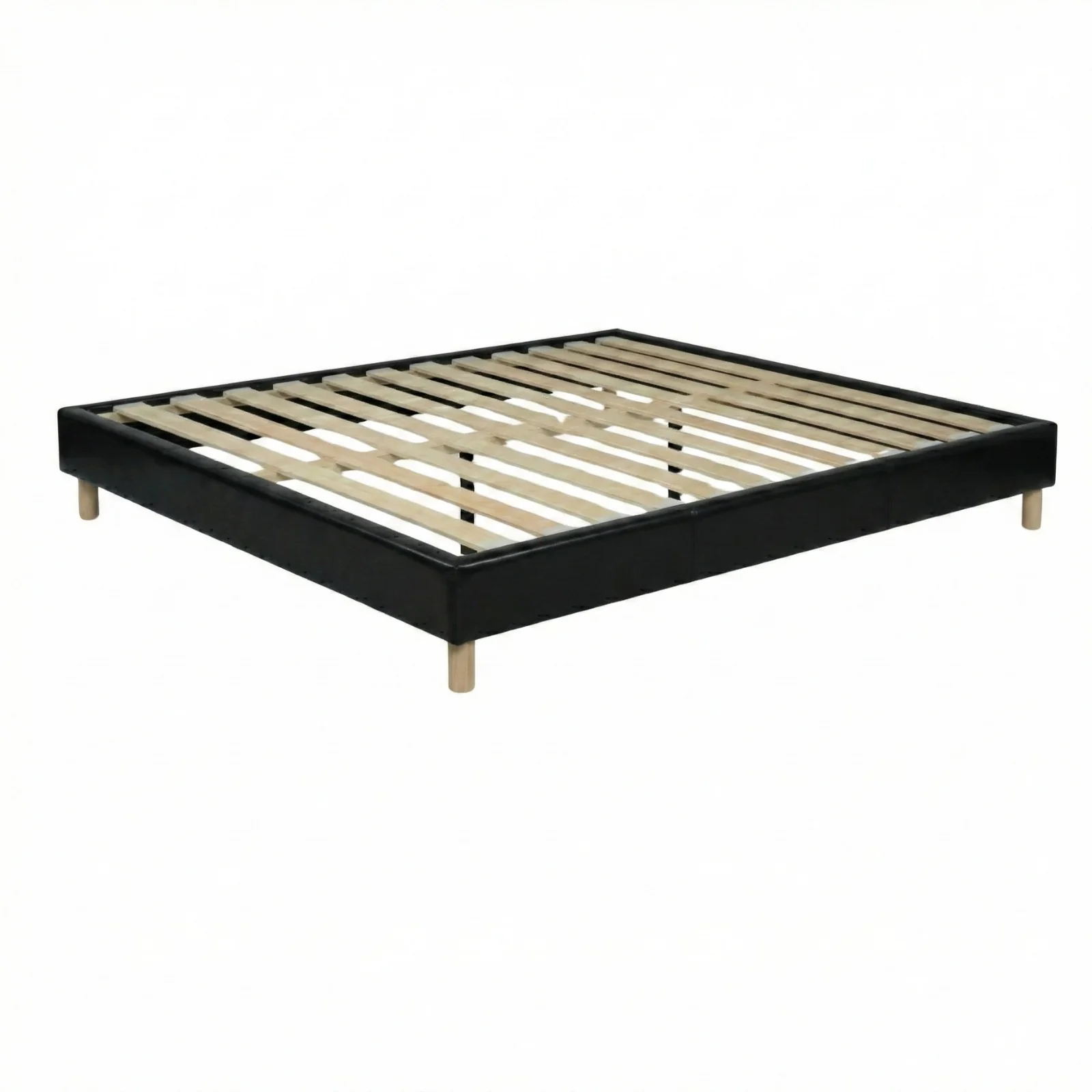 Sommier simili cuir, cadre de lit et pieds bois, maintien bassin - Collection Deco - Image 12