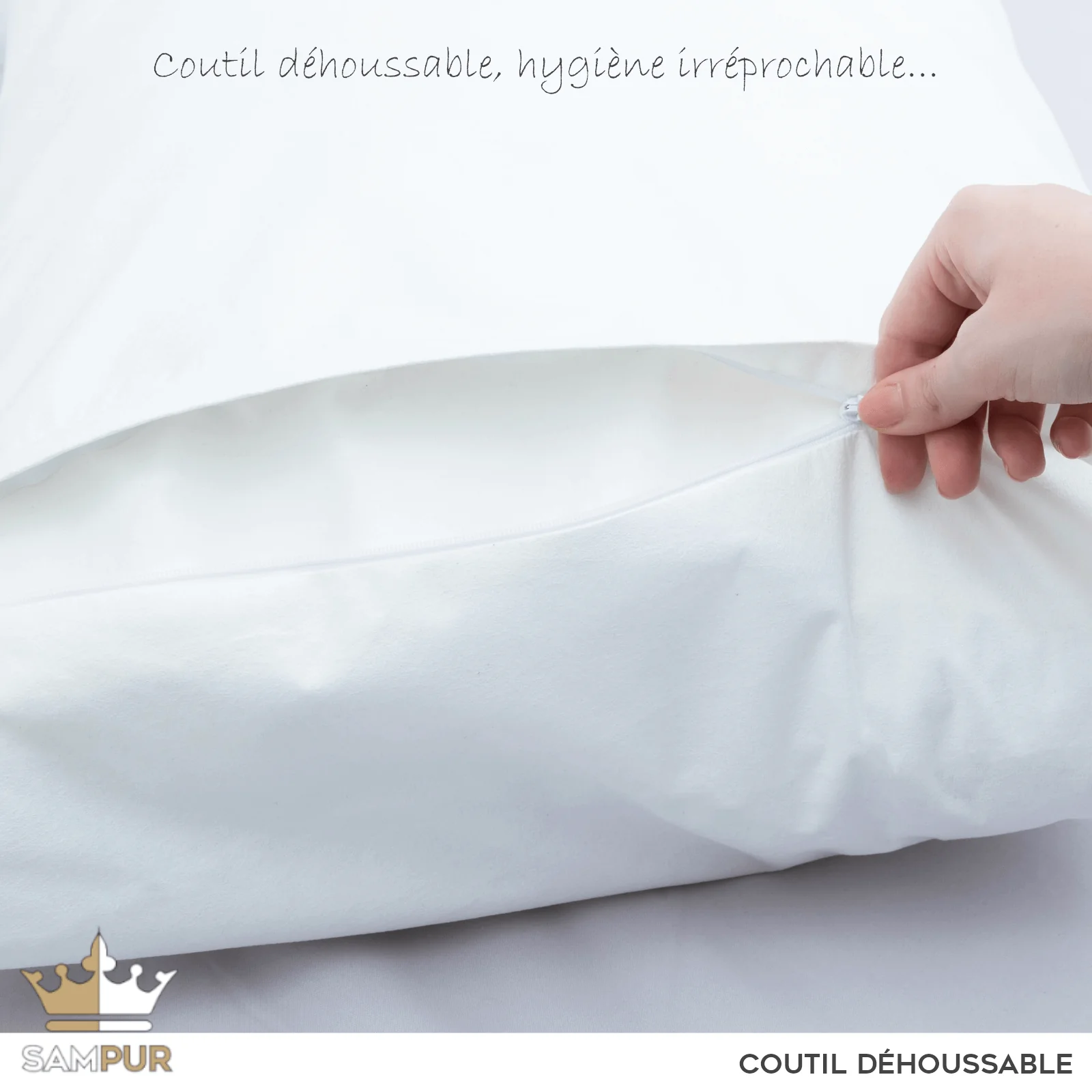 Traversin mémoire de forme, soutien cervical, déhoussable - Collection Prestige - Image 11